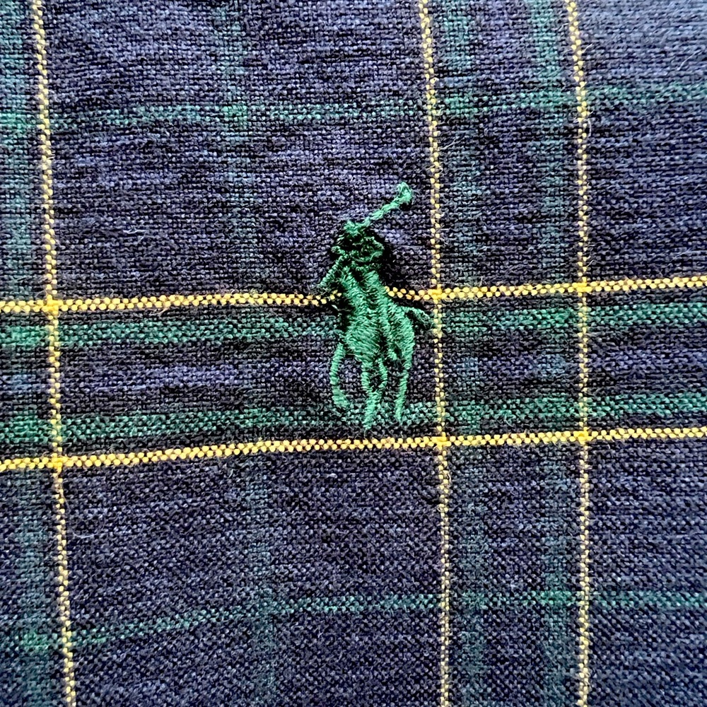 Mens Polo Ralph Lauren Dark Green and Blue Oxford Cloth Button Down (Custom Fit)